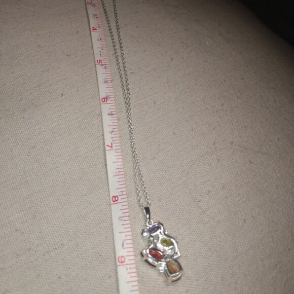 NVC marked silver tone multi color stones pendant chain necklace. - Picture 4 of 4